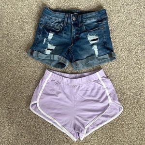 Aeropostale shorts- purple cotton retro & distressed low rise midi jean size 0